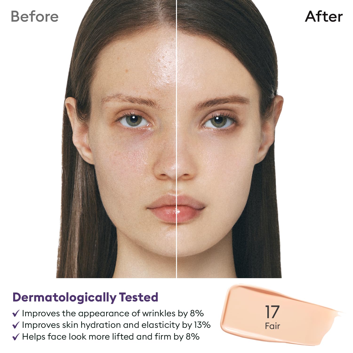 MISSHA M Perfect Cover Serum BB Cream No.17 swatch shows buildable coverage.