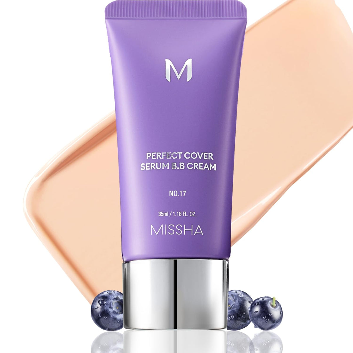 MISSHA M Perfect Cover Serum BB Cream No.17 Fair with cool undertone bottle for natural radiance.