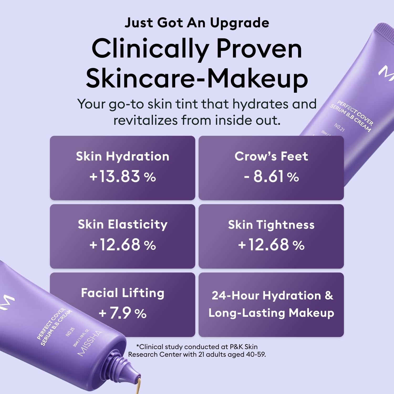 MISSHA M Perfect Cover Serum BB Cream No.17 hydration gives a dewy look close-up.
