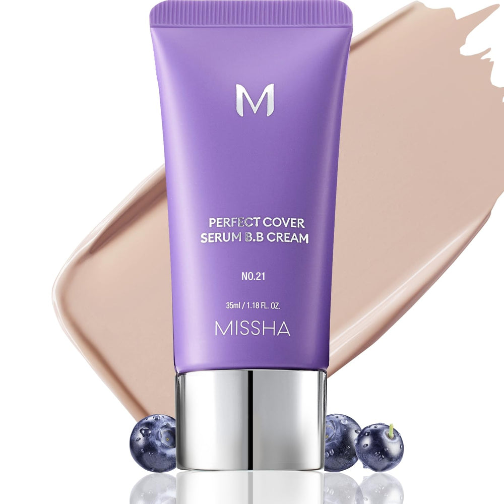 MISSHA M Perfect Cover Serum BB Cream No.21 jar close-up showing buildable coverage