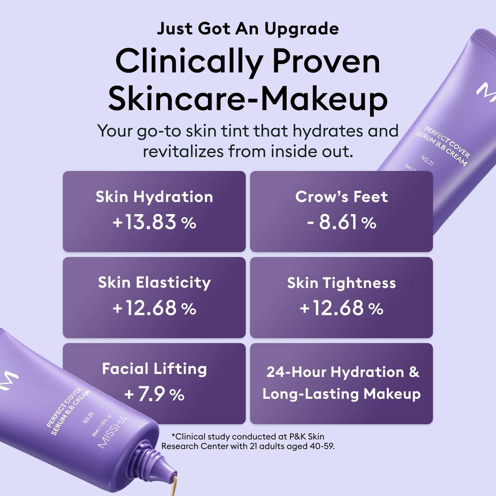 MISSHA M Perfect Cover Serum BB Cream No.23 packaging bottle emphasizing travel-friendly design.