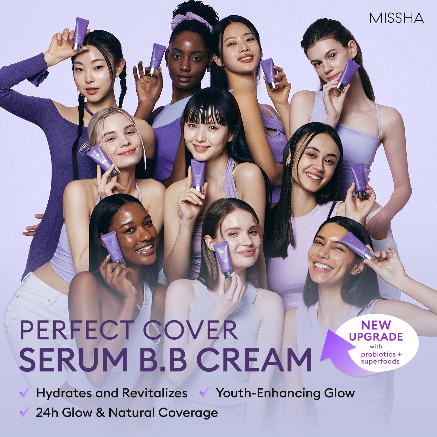 MISSHA M Perfect Cover Serum BB Cream No.23 texture swirl indicates buildable hydration.