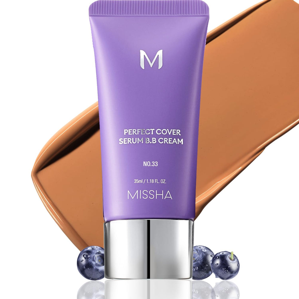 MISSHA M Perfect Cover Serum BB Cream Tan packaging shows premium design and shade label