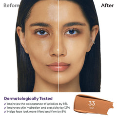 MISSHA M Perfect Cover Serum BB Cream Tan swatch reveals warm undertone and buildable coverage
