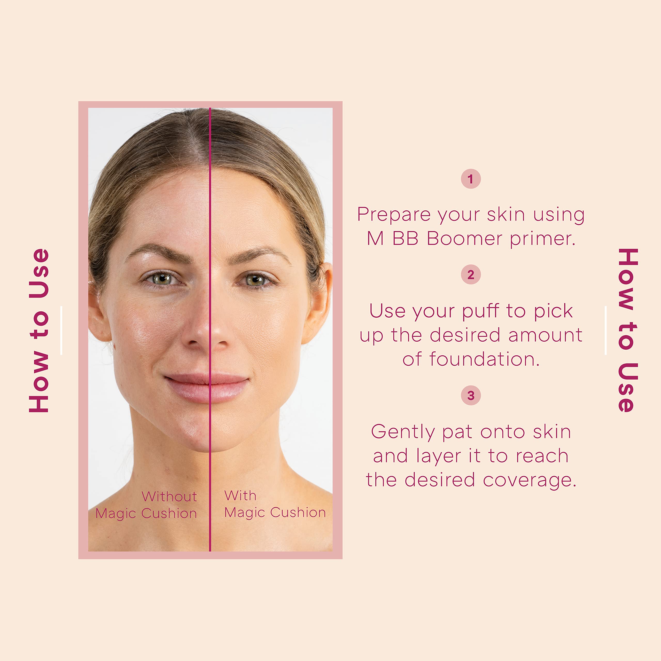 MISSHA Magic Cushion texture swatch reveals radiant, even tone on skin.