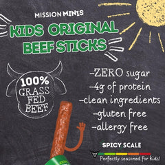 Mission Meats Kids Beef Sticks individually wrapped for mess-free school lunches.