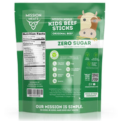 Mission Meats Kids Beef Sticks ingredients close-up, showing clean grass-fed beef.