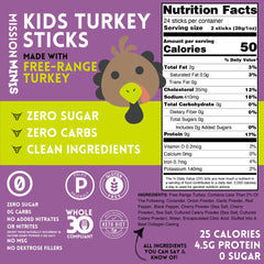 Mission Meats Kids Turkey Sticks 0.5oz single, convenient on-the-go protein for kids.