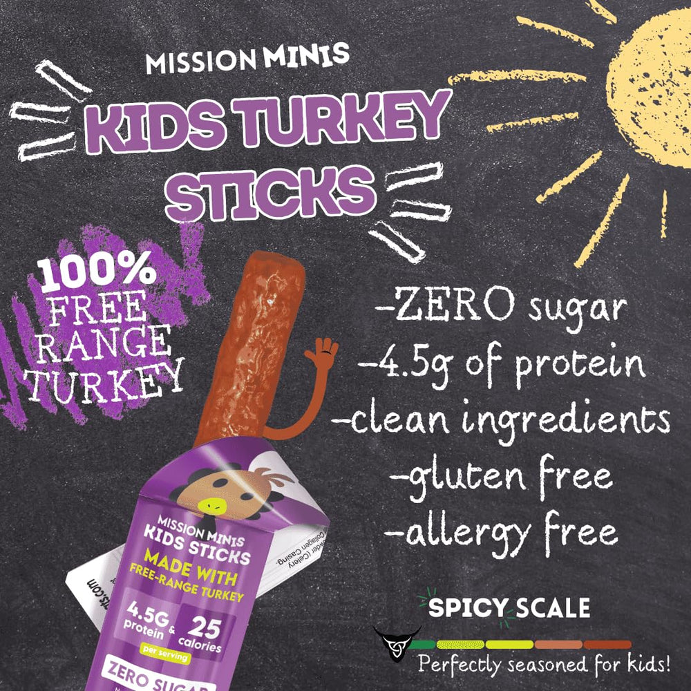 Mission Meats Kids Turkey Sticks crafted from free-range turkey, no fillers.