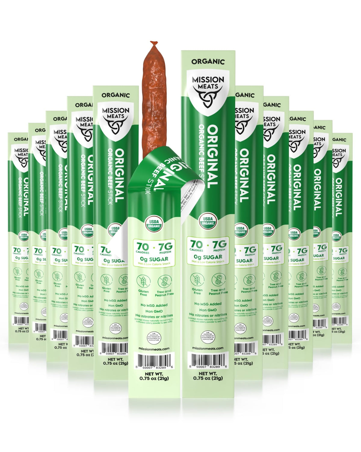 Mission Meats organic beef sticks packaging seal for fresh on-the-go snacking