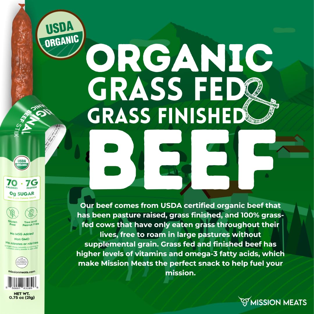 Mission Meats organic beef sticks zero sugar, ideal for keto