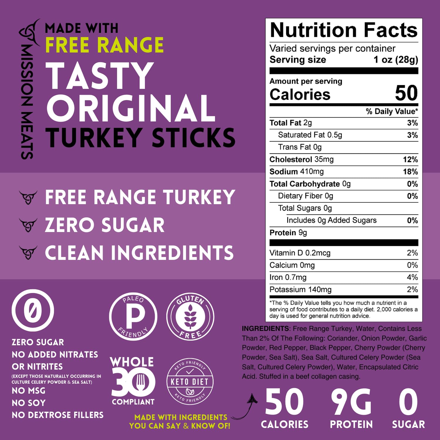 Mission Meats turkey sticks in lunchbox, convenient high-protein snack for kids and adults.