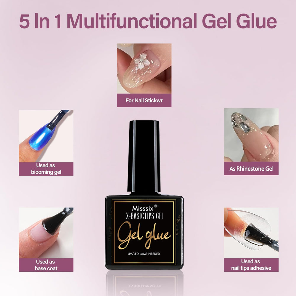 Misssix 10 ml 5-in-1 nail glue gel for strong adhesion.