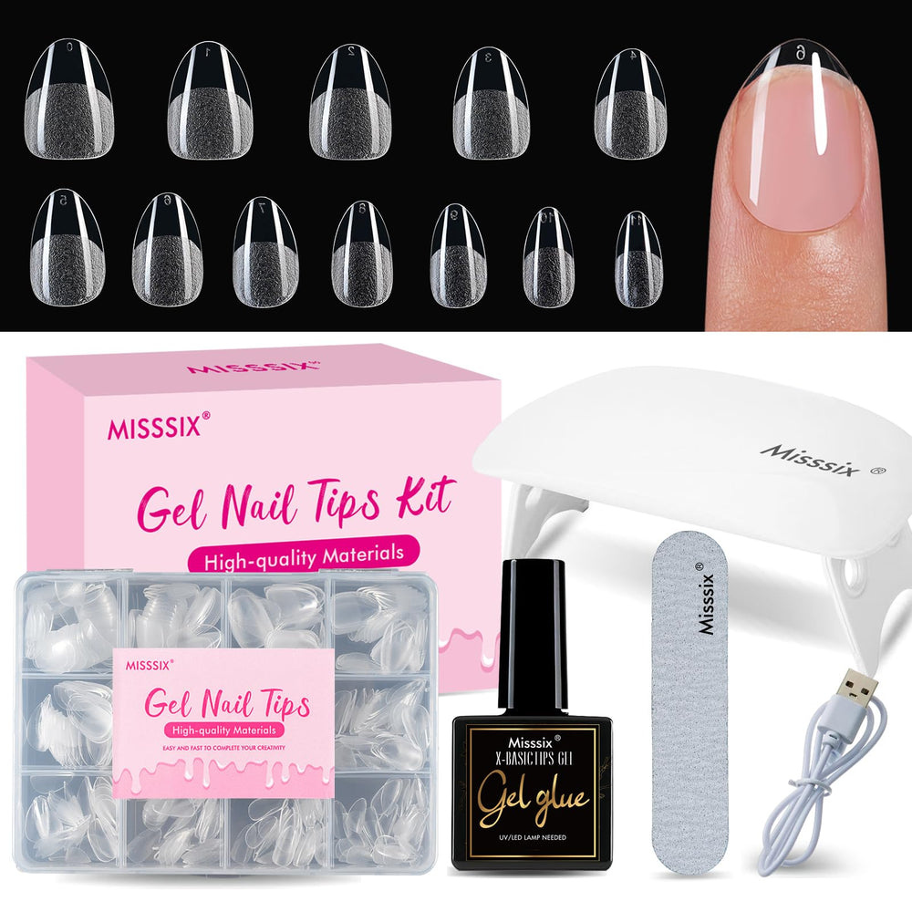 Misssix extra short almond nail tips kit for at home manicures.