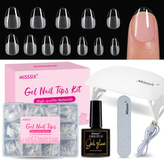 Misssix extra short almond nail tips kit for at home manicures.
