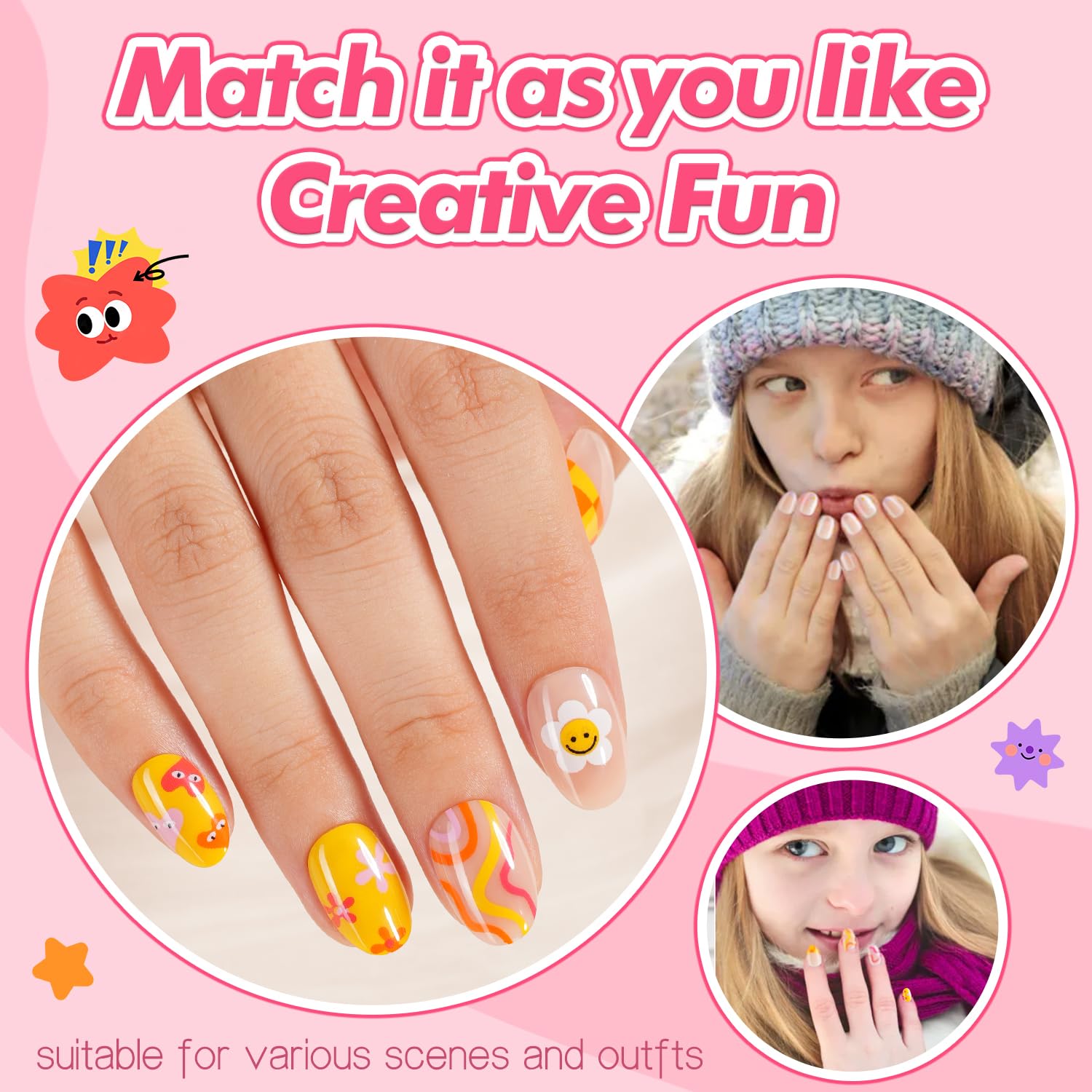 Misssix three-pack kit showcasing cute cartoon designs for playful manicures