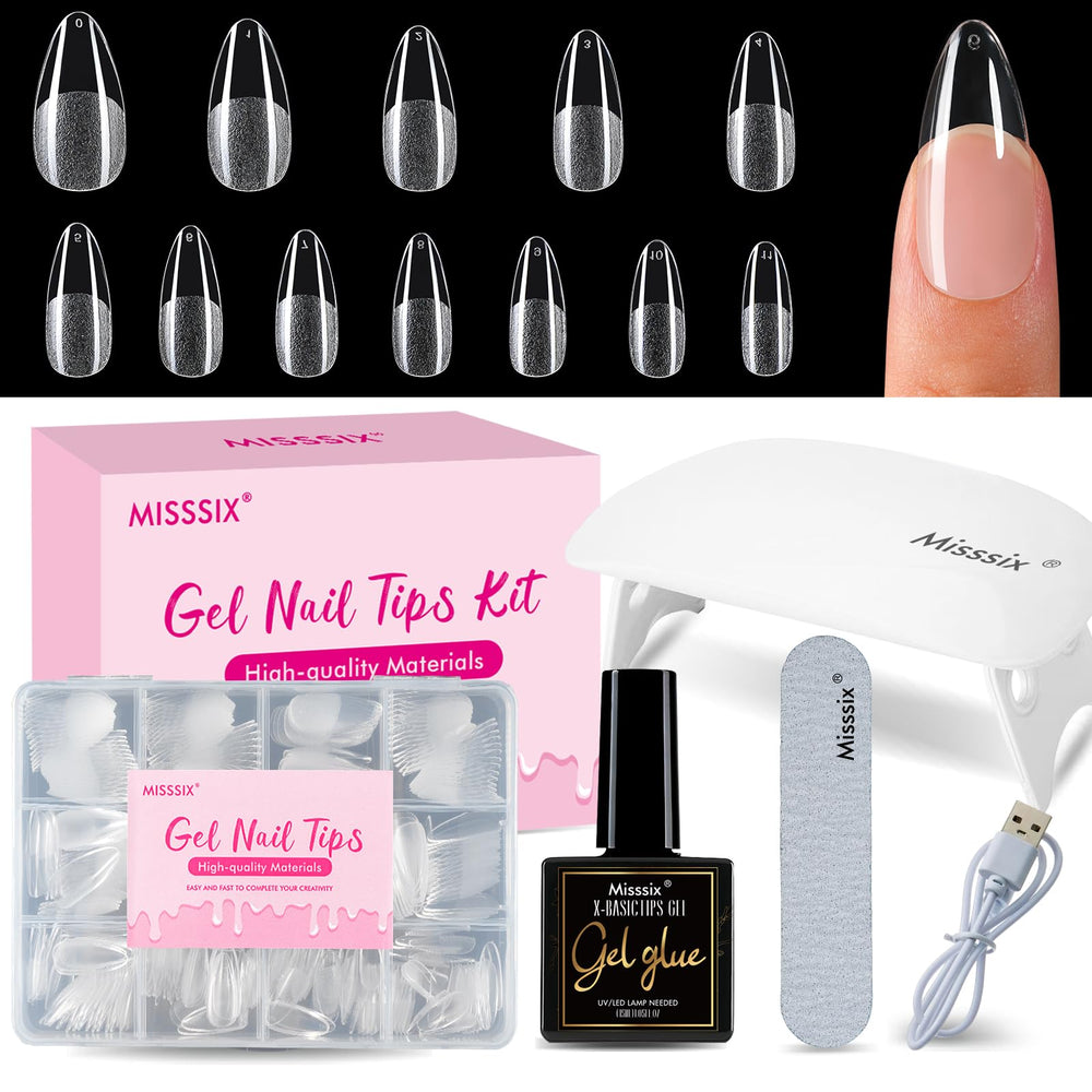 Misssix medium almond nail tips 216pcs showcase versatile extensions for a natural look.