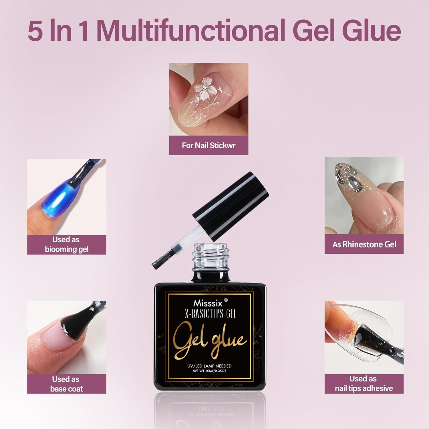Misssix included nail file for shaping and finishing nails.