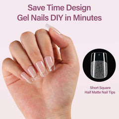 Misssix short square nail tips kit close-up showing pre-etched tips for easy application.