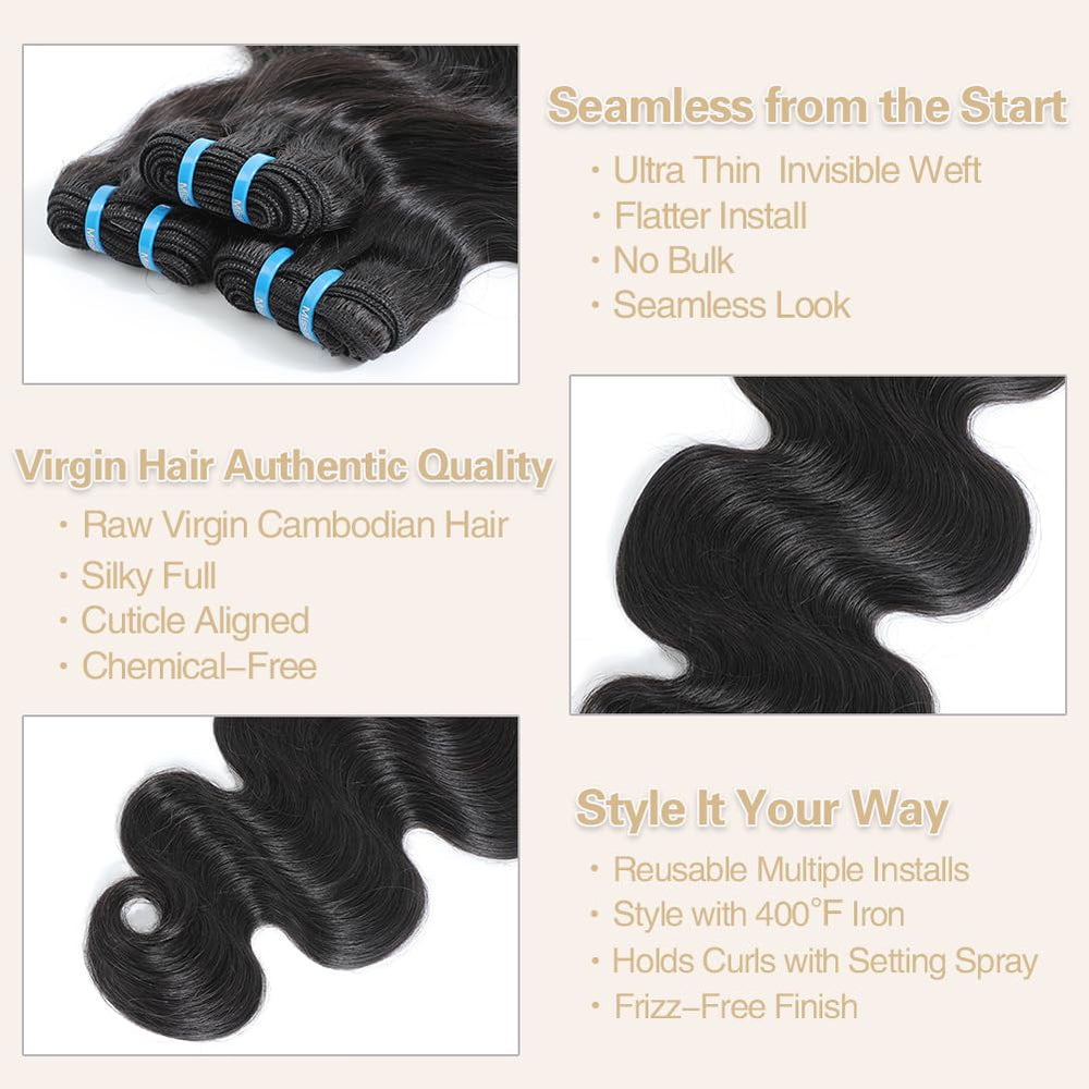 Misstoo Cambodian body wave 22 inch bundle delivers extended length with smooth texture