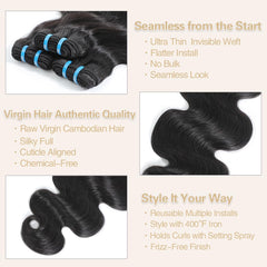Misstoo Cambodian body wave 22 inch bundle delivers extended length with smooth texture