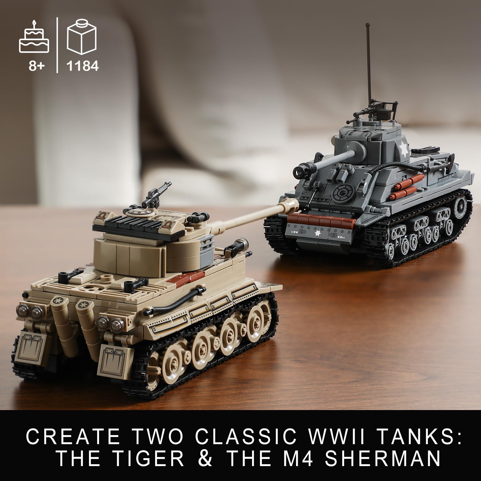 MISTBUY WW2 M4 Sherman tank build set enables realistic battlefield scenes at home