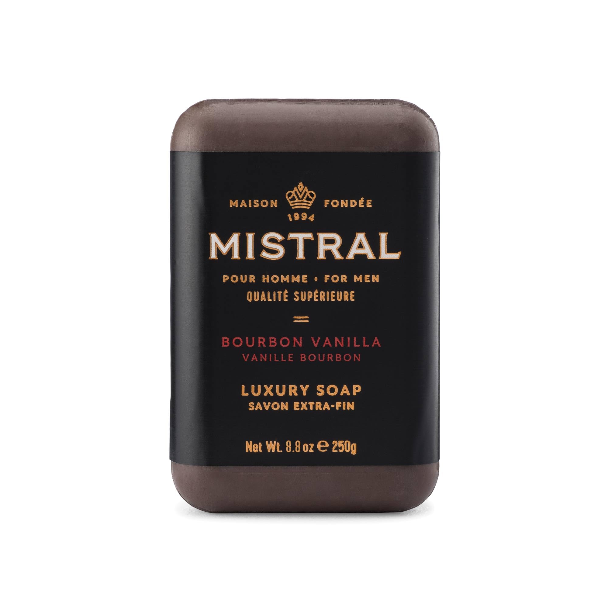 Mistral Bourbon Vanilla bar soap pack ready for daily grooming with lasting scent.