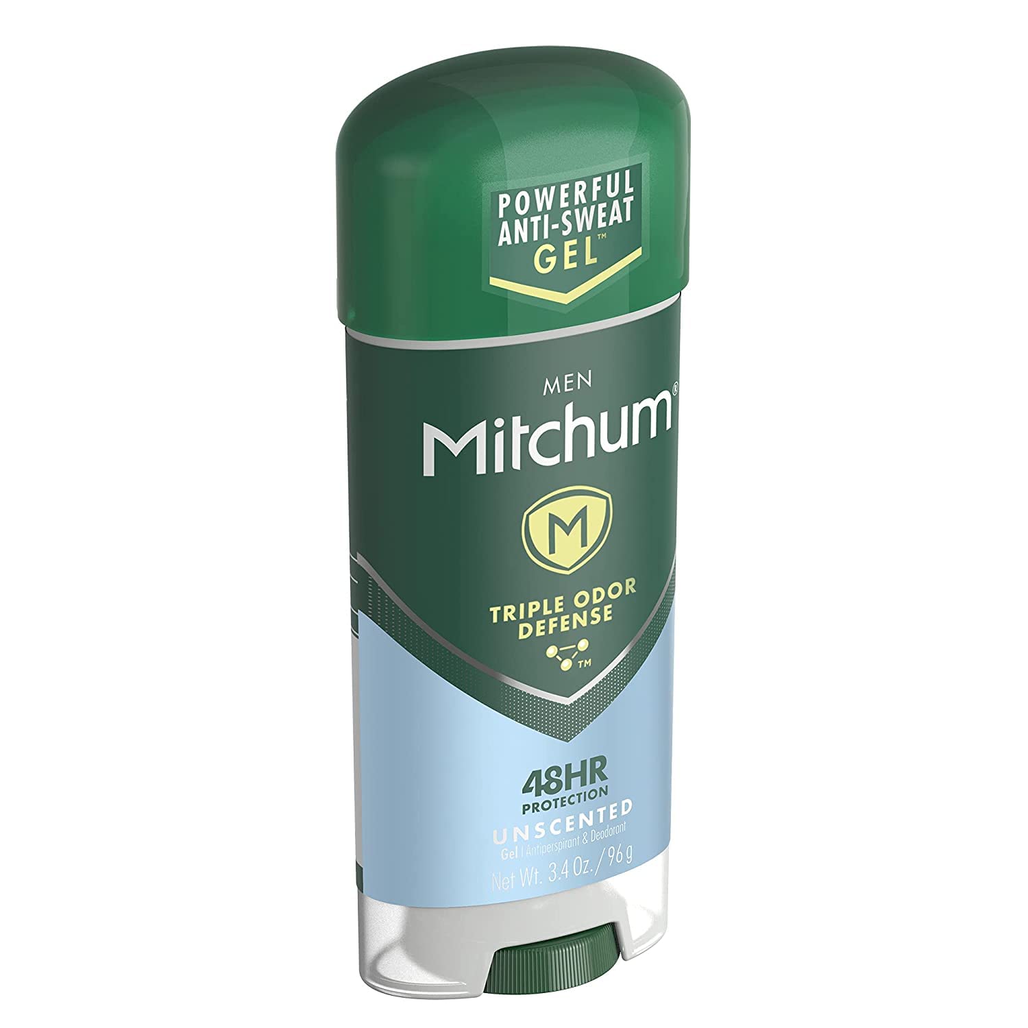 Mitchum Advanced Control Gel Unscented side view of packaging for travel convenience.