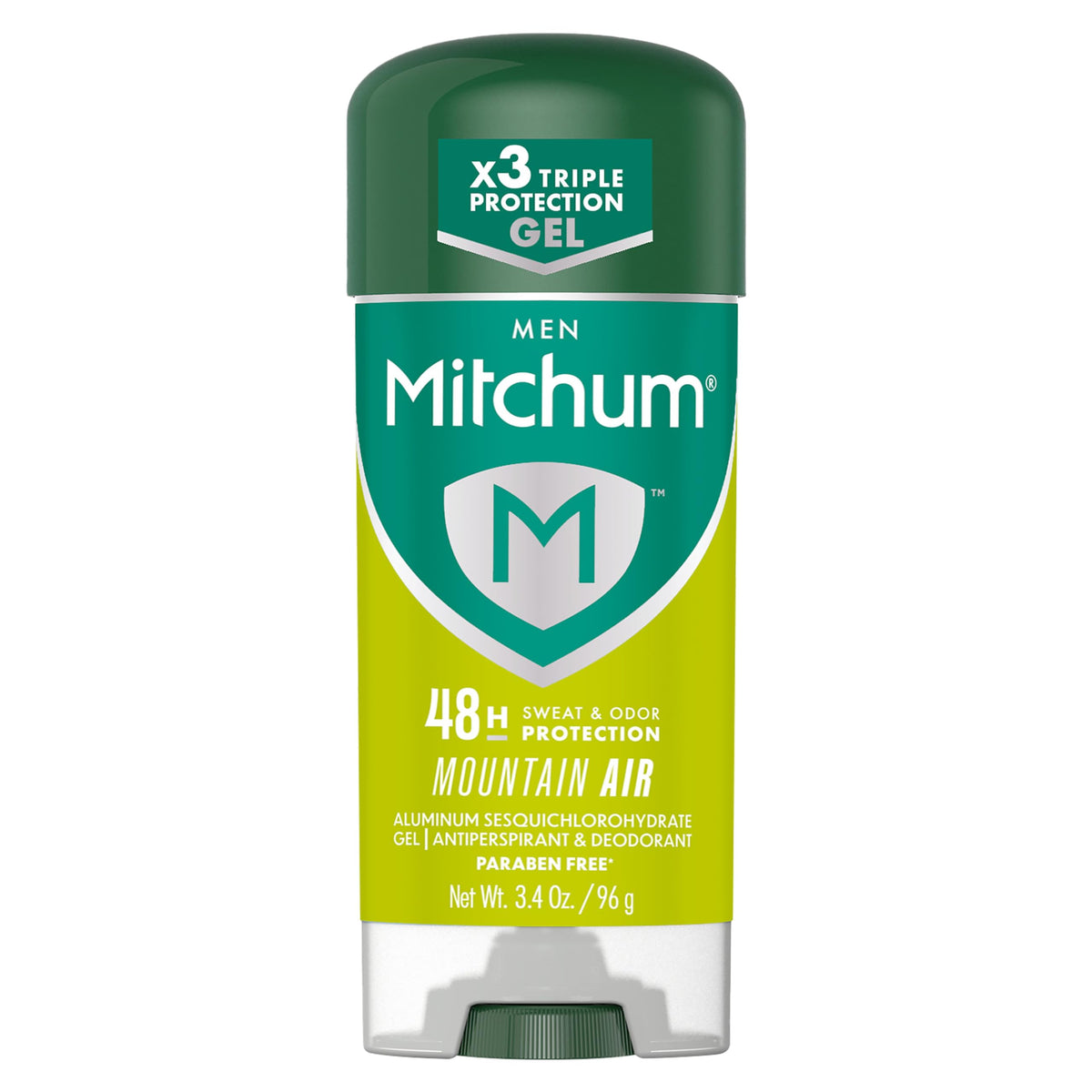 Mitchum Mountain Air gel-stick bottle offering all-day freshness with quick-drying protection.