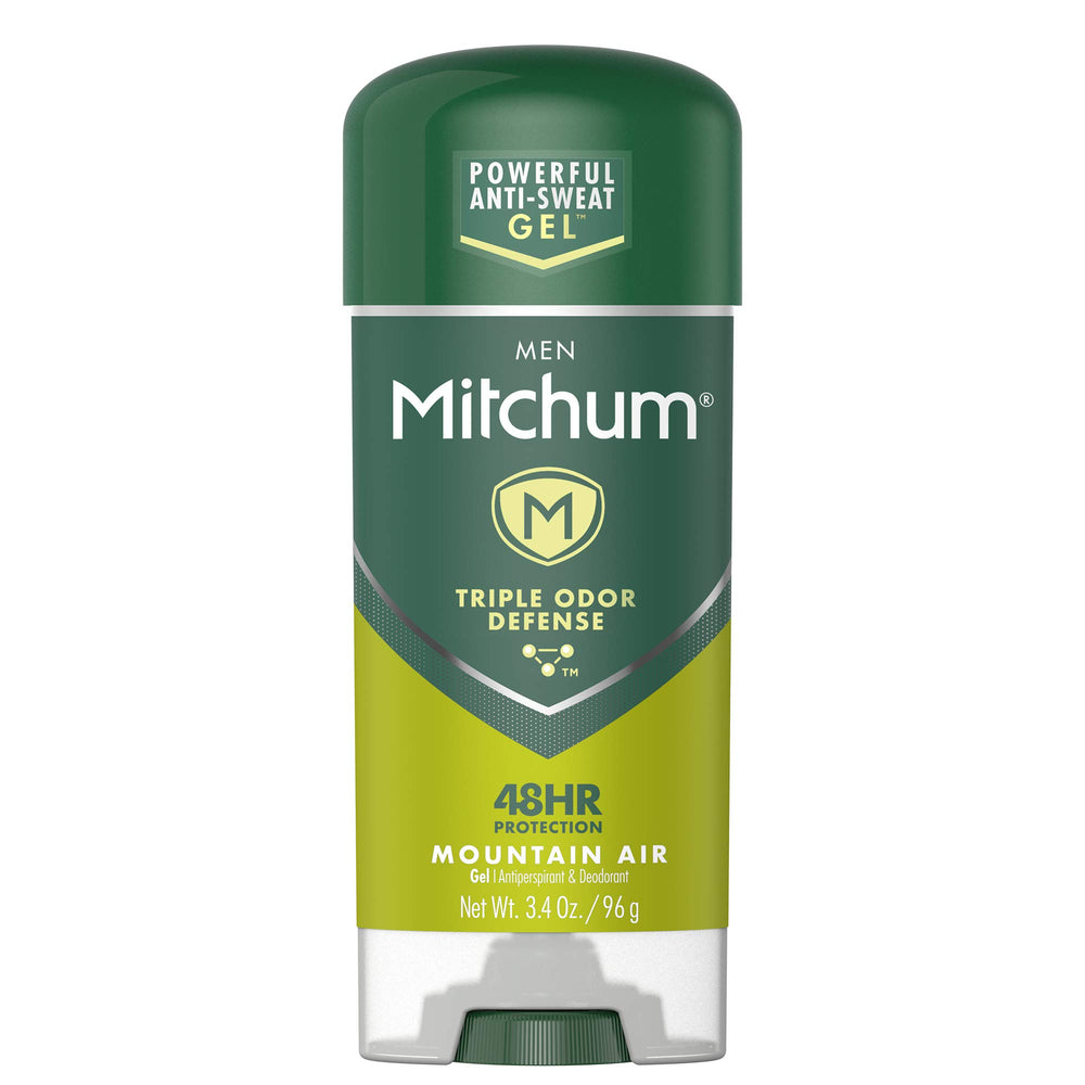 Mitchum Mountain Air clear gel bottle offers long lasting freshness.