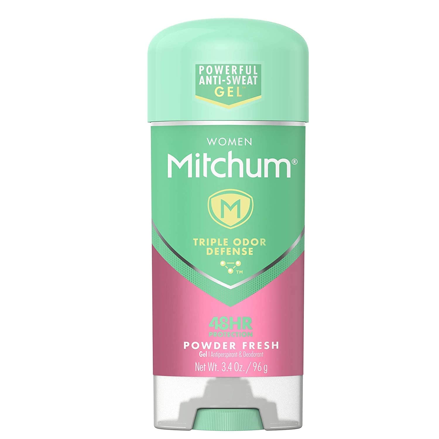 Mitchum Powder Fresh Power Gel bottle with long-lasting freshness for daily wear.