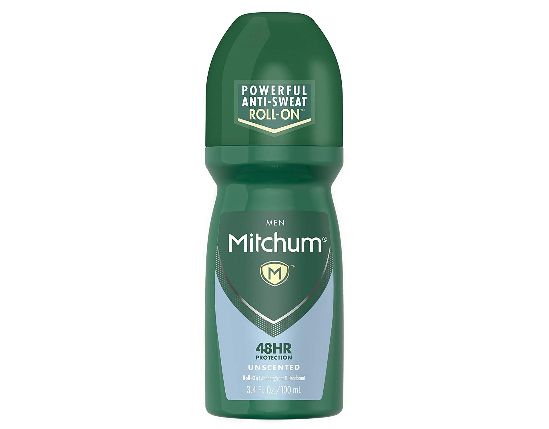 Close-up of Mitchum roll-on applicator for smooth, quick-drying coverage