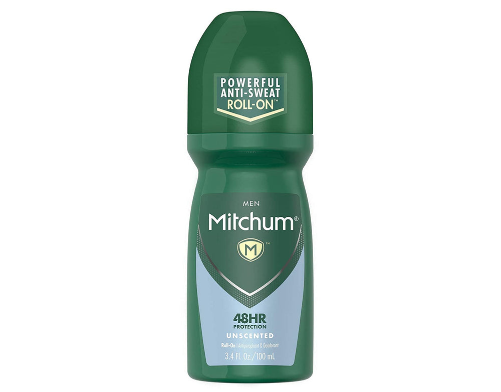Close-up of Mitchum roll-on applicator for smooth, quick-drying coverage