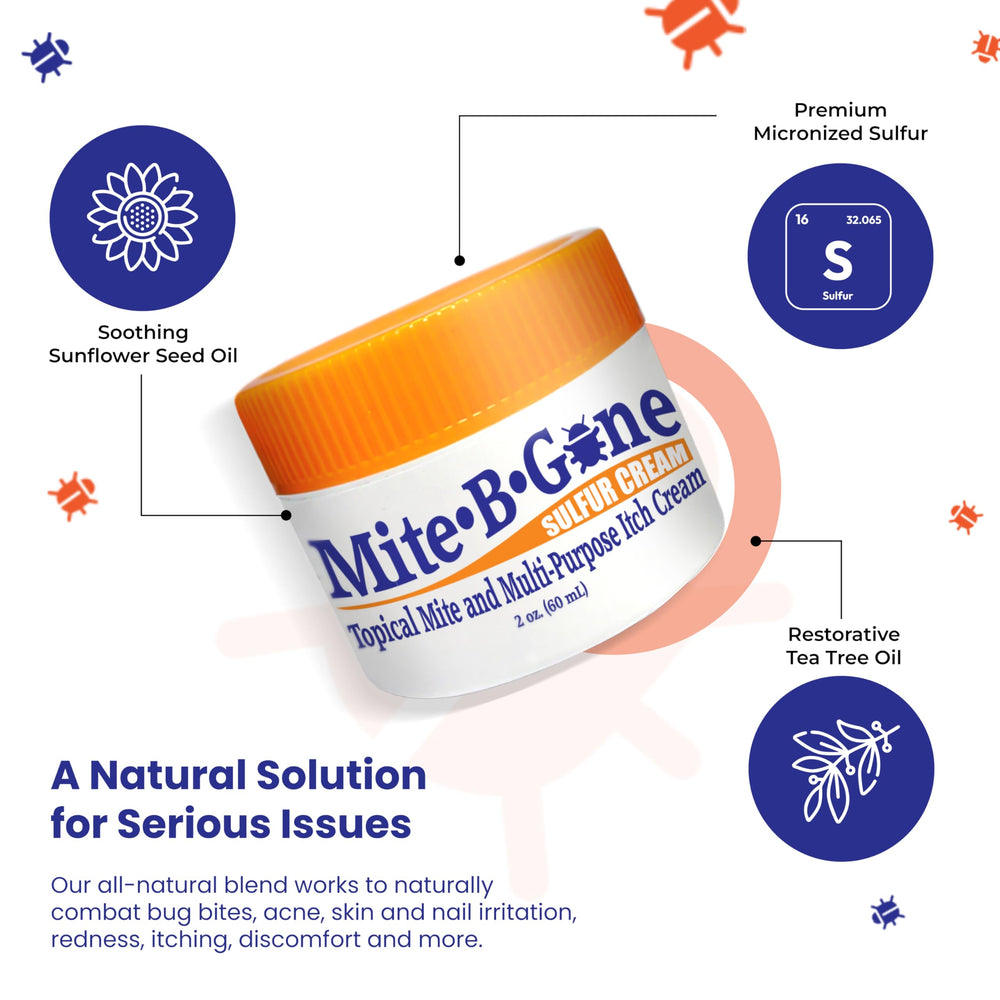 Mite-B-Gone packaging box emphasizes USA-made quality