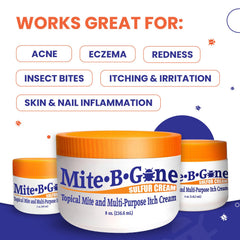 Mite-B-Gone Mite Treatment Cream application on arm demonstrates easy topical use for itch relief.