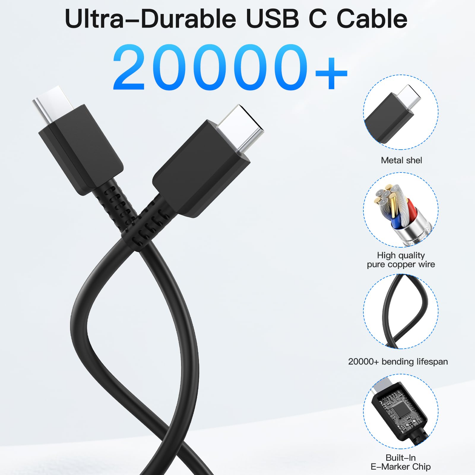 Mitesbony reversible USB-C cable for easy plug-in from any angle.