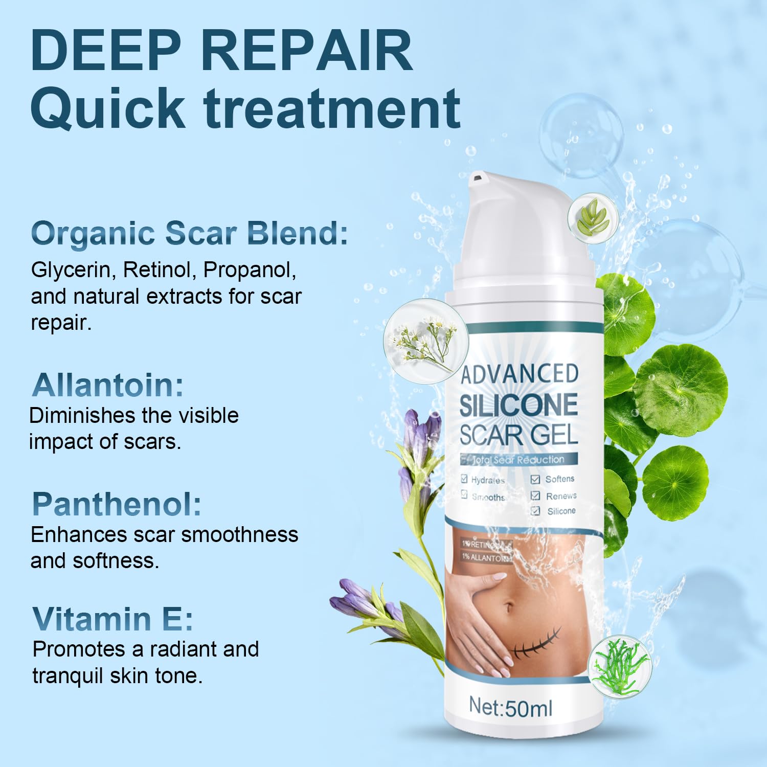 Mitgary Advanced Scar Gel on old scar areas demonstrates potential color and texture improvement.
