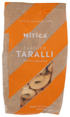 Mitica Classic Taralli crisp golden rounds, perfect with cheese and wine.