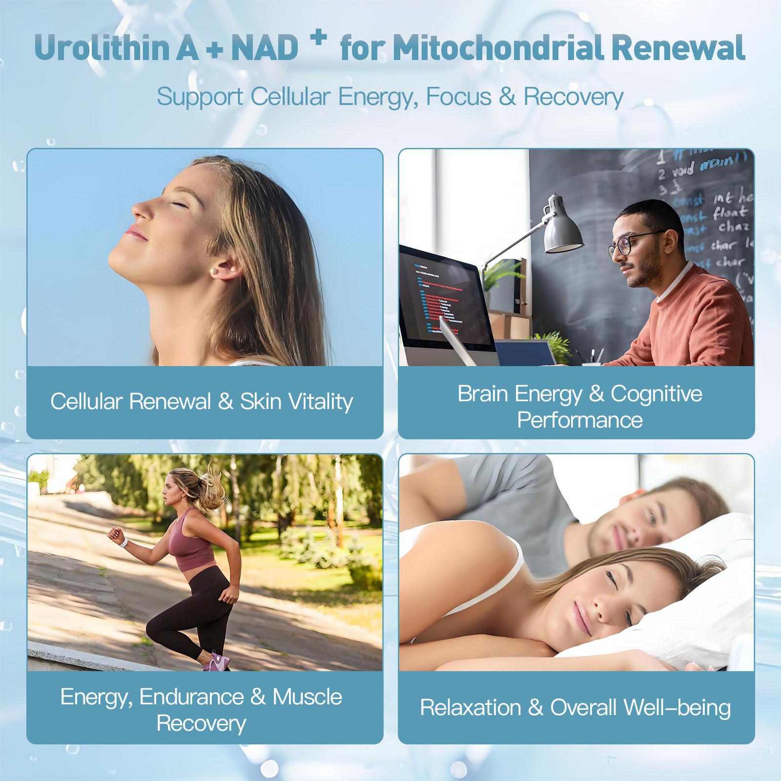 MITIVA ingredients bundle with NAD+, CoQ10 and PQQ for antioxidant support.