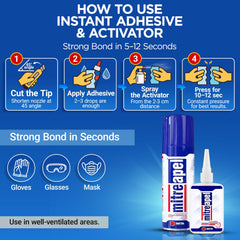 Mitreapel activator spray nozzle delivering fine mist for precise application.