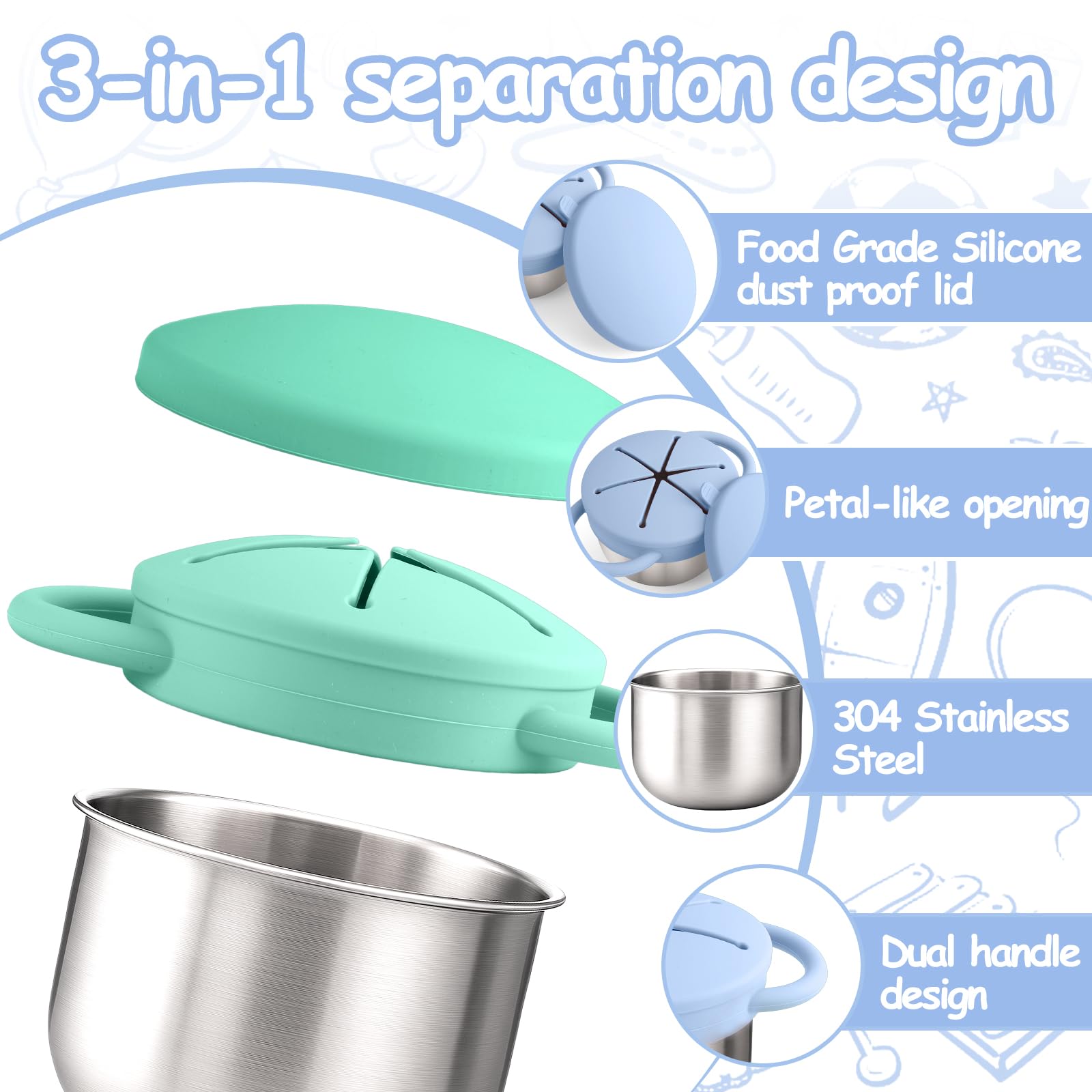 Mity Rain dual handles support toddler independence during snacks.