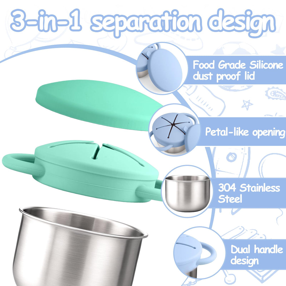 Mity Rain dual handles support toddler independence during snacks.