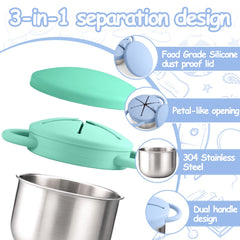Mity Rain dual handles support toddler independence during snacks.
