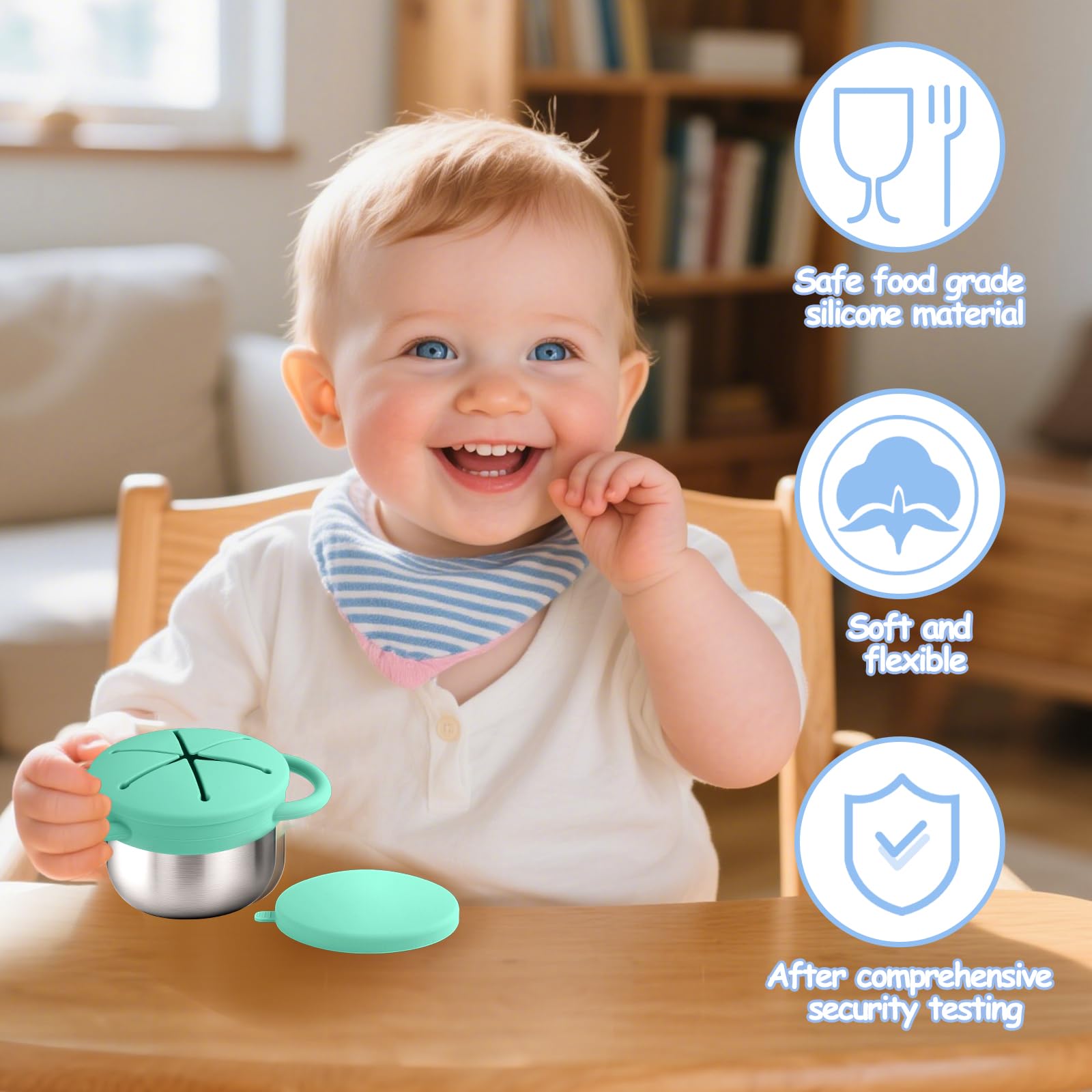 Mity Rain food-grade silicone and stainless steel for safe use.