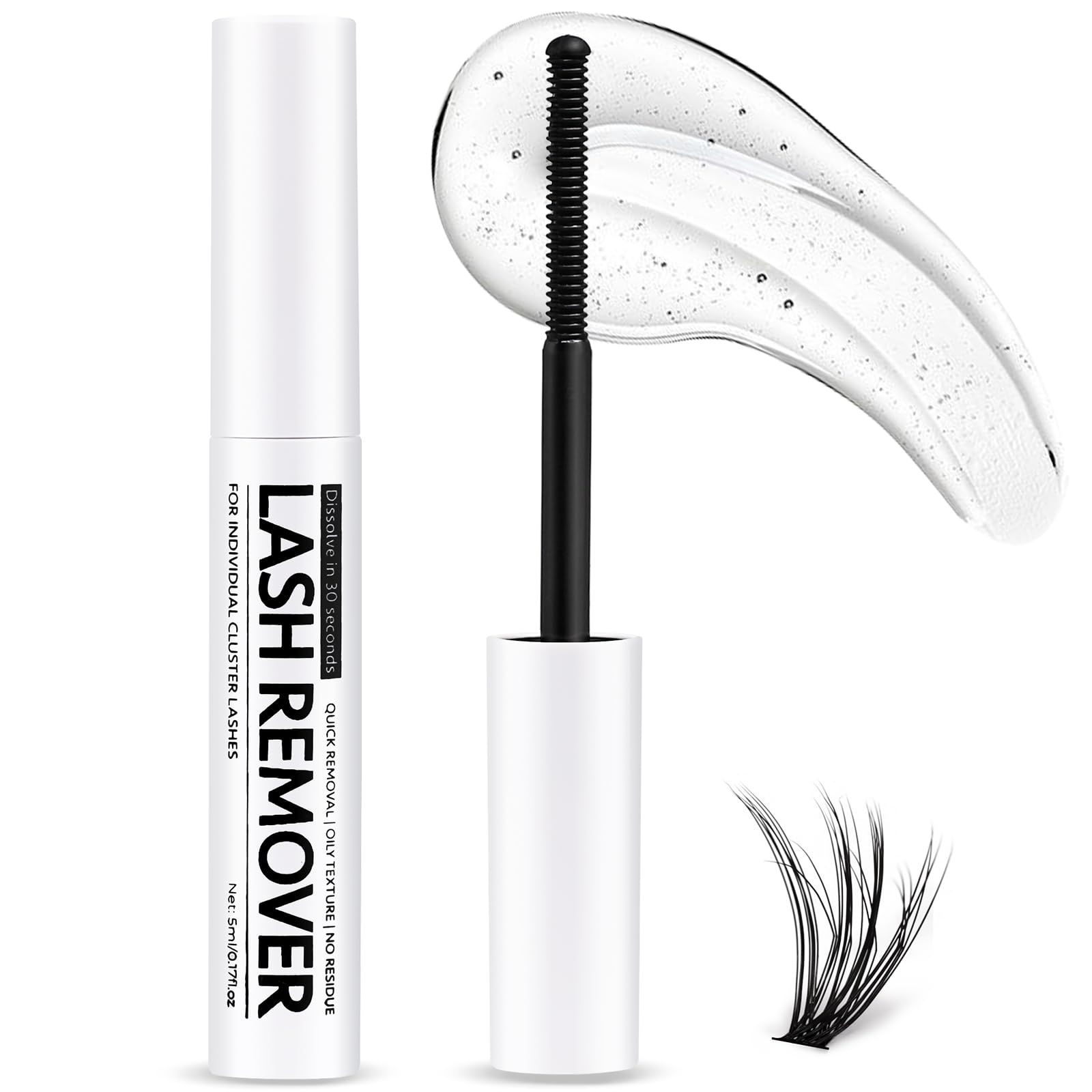 Miuffue eyelash glue remover bottle ready for precise, gentle cluster removal.