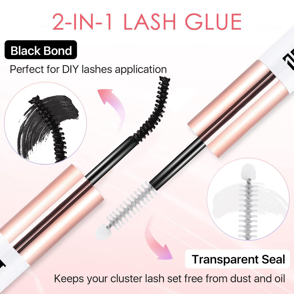 Miuffue eyelash glue with spiral brush for precise, mess-free application.