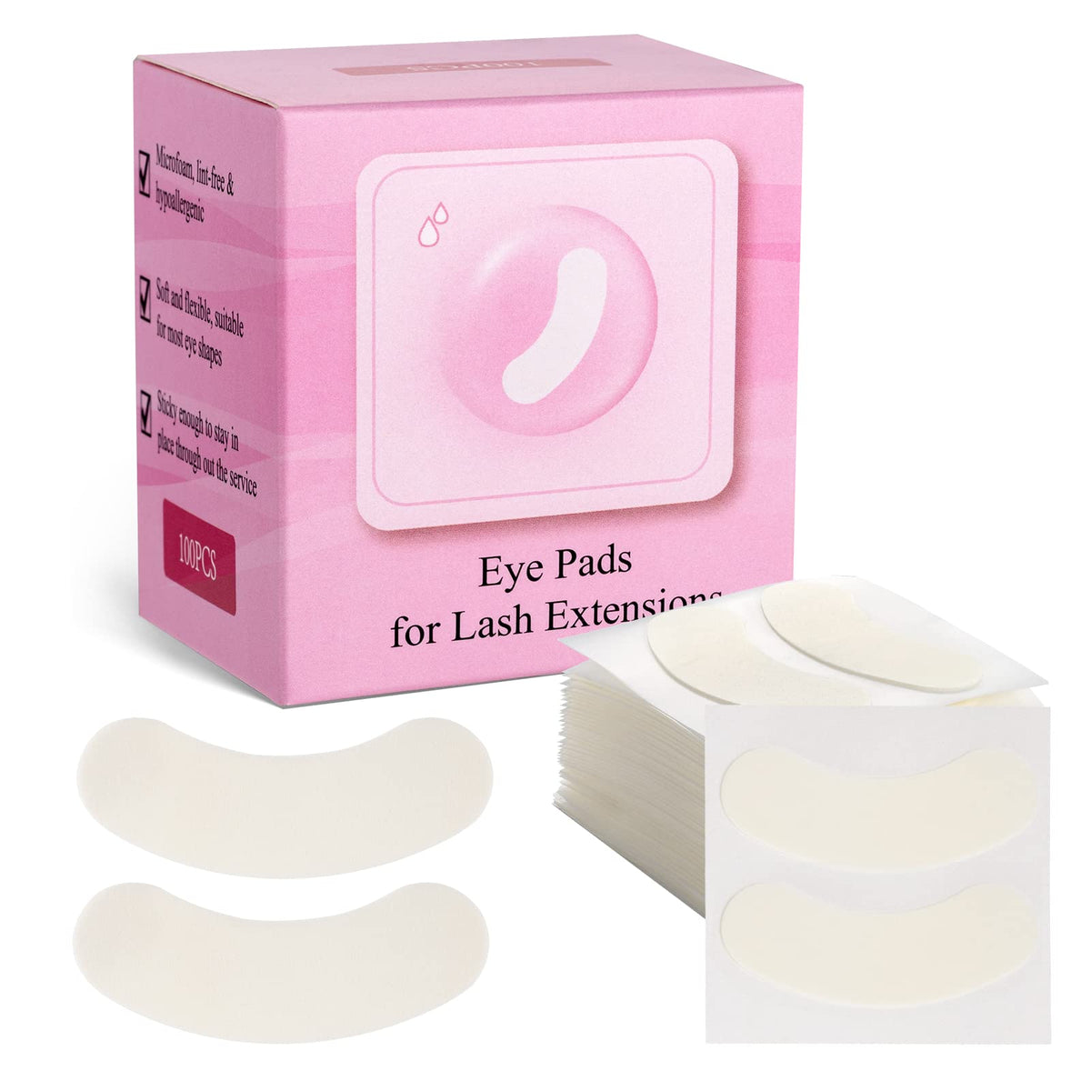 Miuffue foam eye pads lint-free in use during lash extensions for a smooth, low-maintenance routine