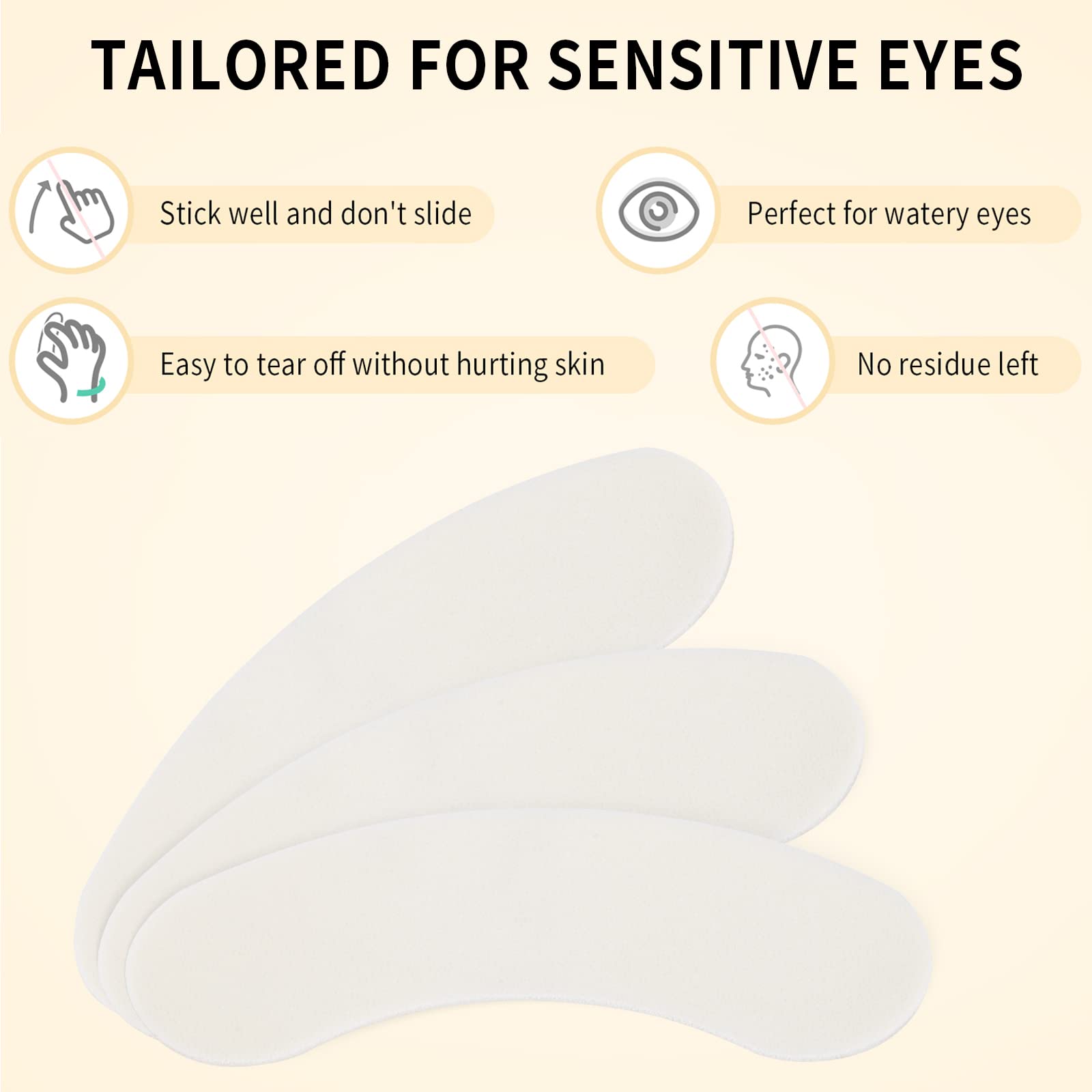 Miuffue foam eye pads sticky and secure without tape, saving prep time