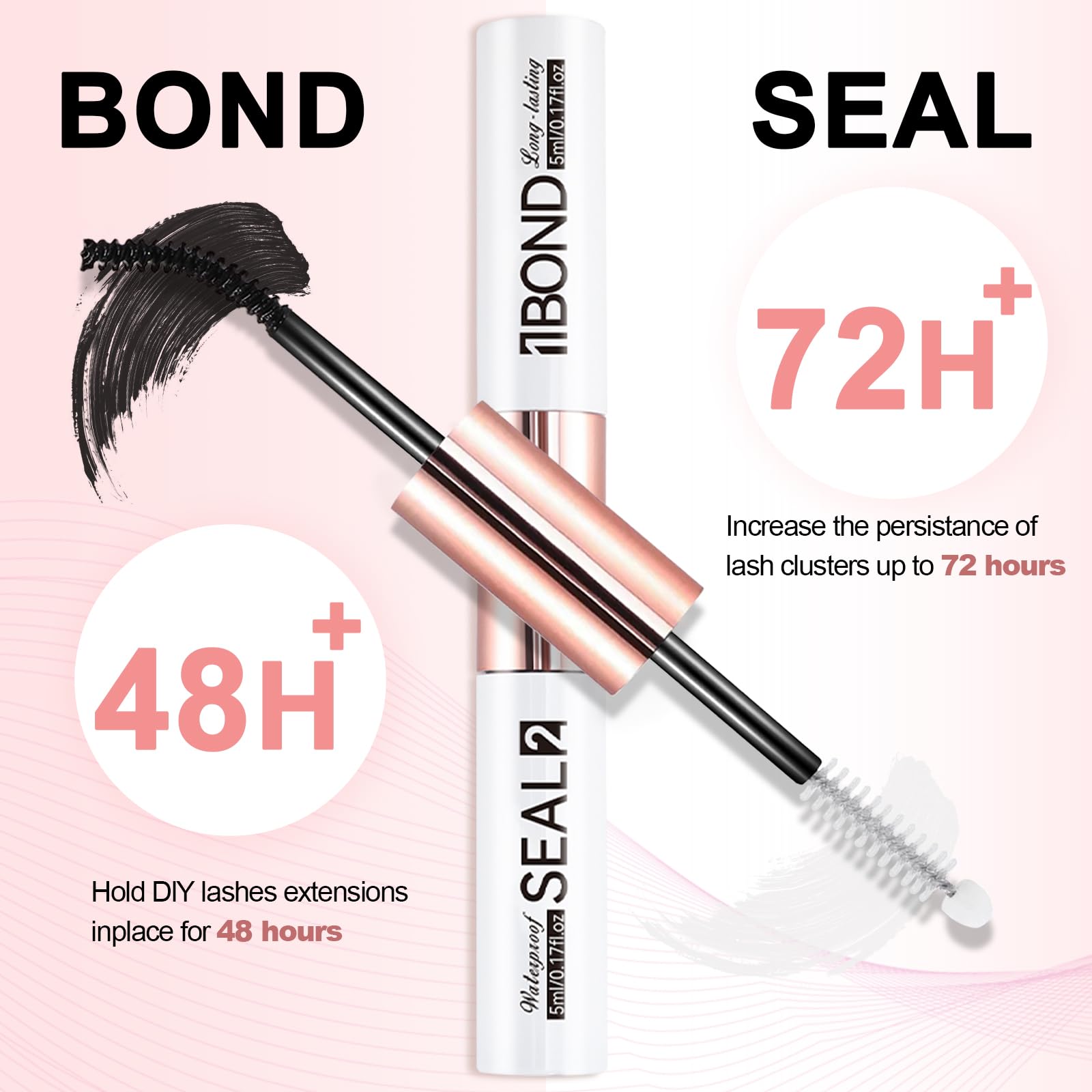 Miuffue lash bond and seal with gentle formula suitable for sensitive eyes.