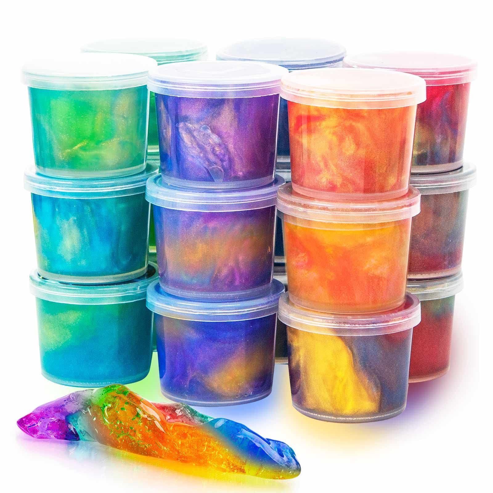 MiVRIU galaxy slime colors in a 24-pack ideal for party favors.